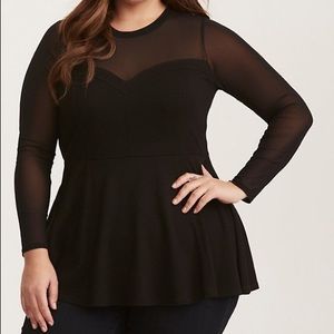 Torrid Mesh Inset Peplum Top